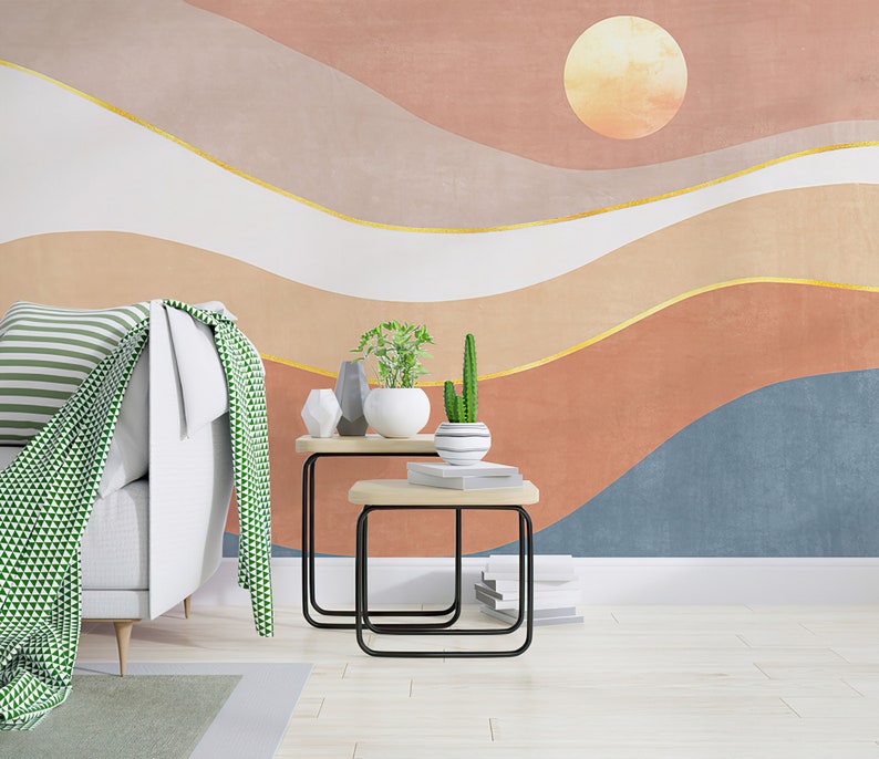 Abstract Peel and Stick Wallpaper Concrete Purple Colorful Etsy