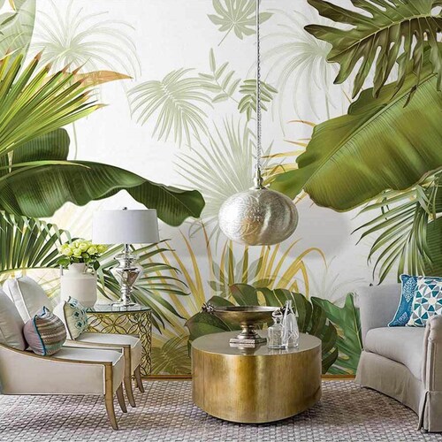 Tropical Trees Wallpaper Tropical Plants Peel and Stick - Etsy