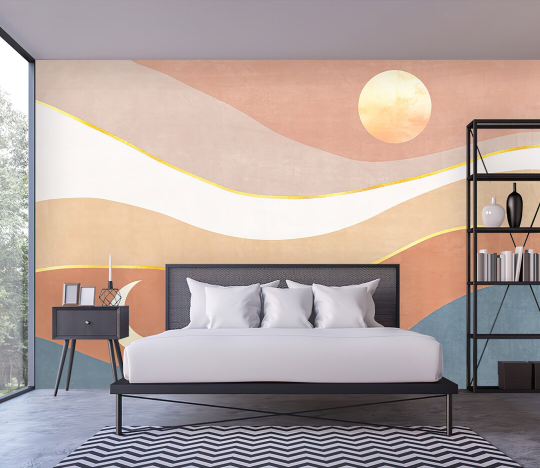 Abstract Peel and Stick Wallpaper Concrete Purple Colorful Cool Pink