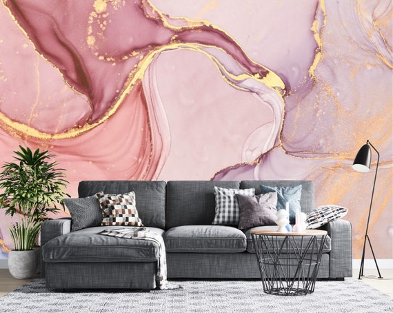 Buy Pink Marble Wallpaper Rose Gold Purple Pastel Peel and Stick