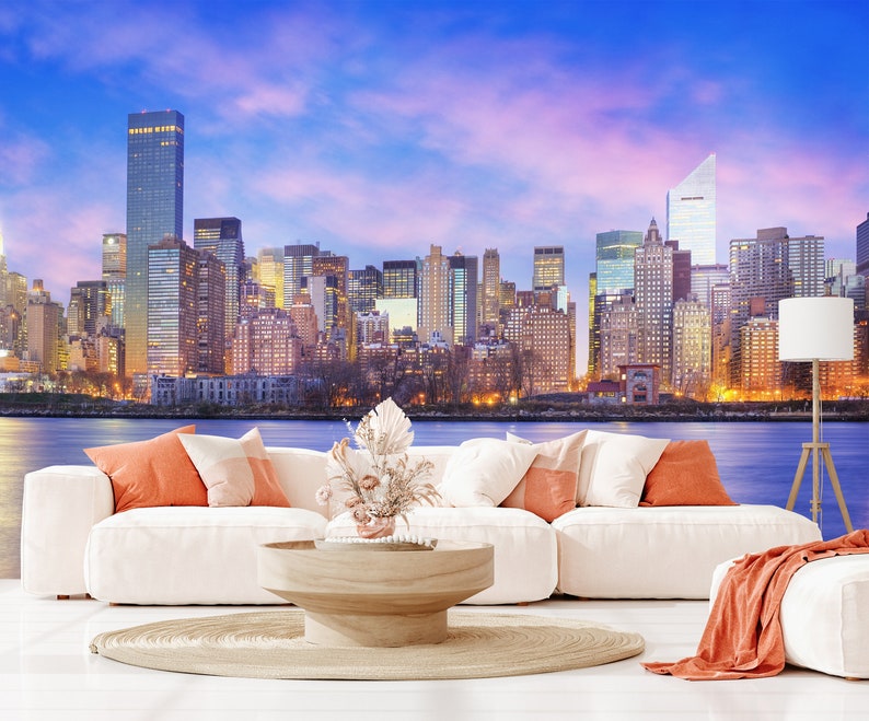 City Wallpaper New York Skyline Panorama NYC Cityscape Skyscrapers Peel and Stick Removable Self Adhesive Wall Mural Bedroom Decor image 2