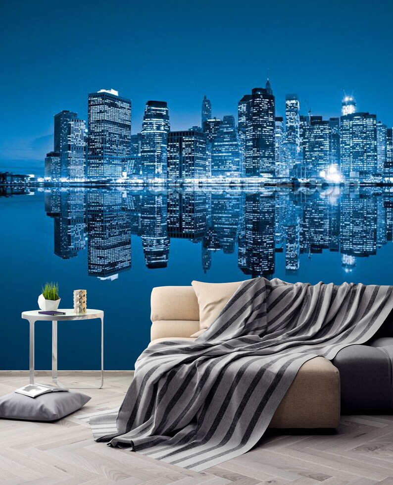 New York Wallpaper Manhattan Skyline NYC City Peel and Stick Etsy