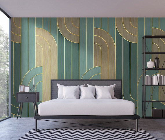 Art Deco Wallpaper Lines Abstract Modern Geometric Removable - Etsy
