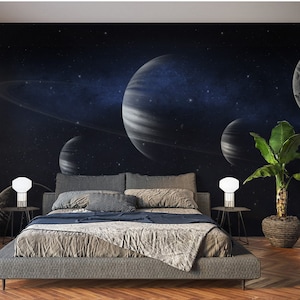 Space Peel And Stick Wallpaper Cosmic Galaxy Universe Spaceship  Non Woven Self Adhesive Wall Mural