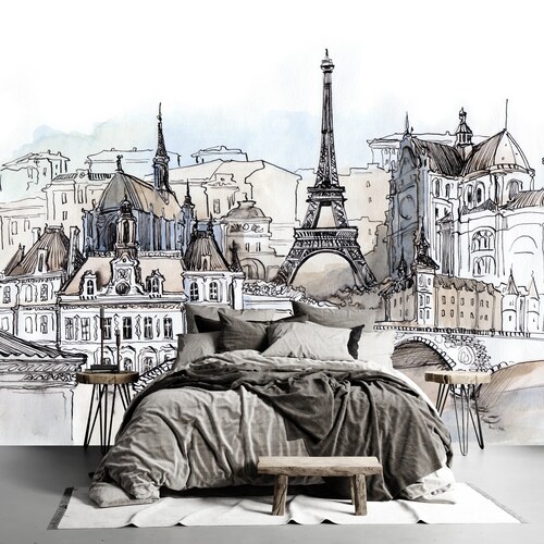 Wall Mural Paris Skyscape Peel and Stick Repositionable Etsy