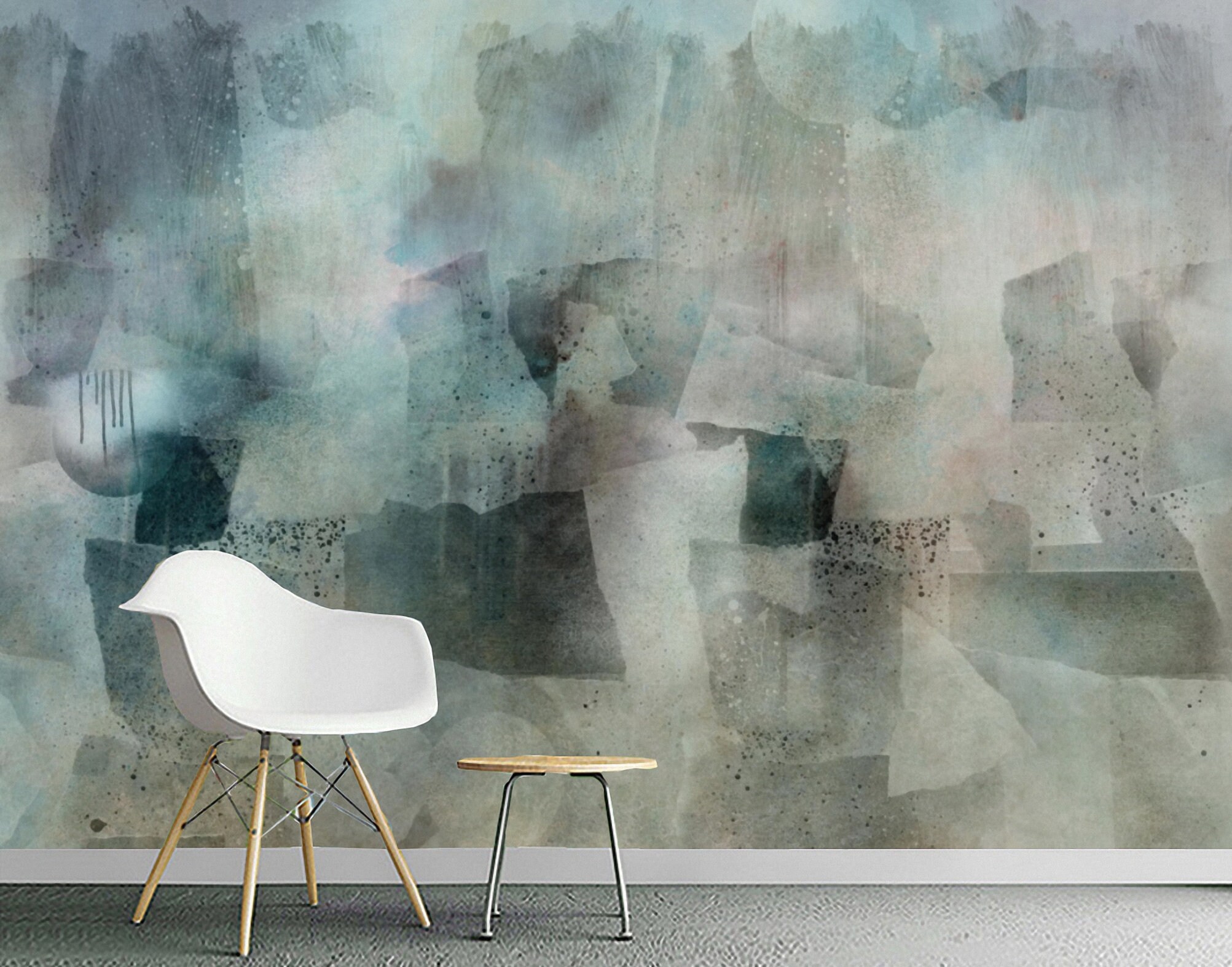 Watercolor Peel and Stick Wallpaper Abstract Pastel Blue Non - Etsy UK