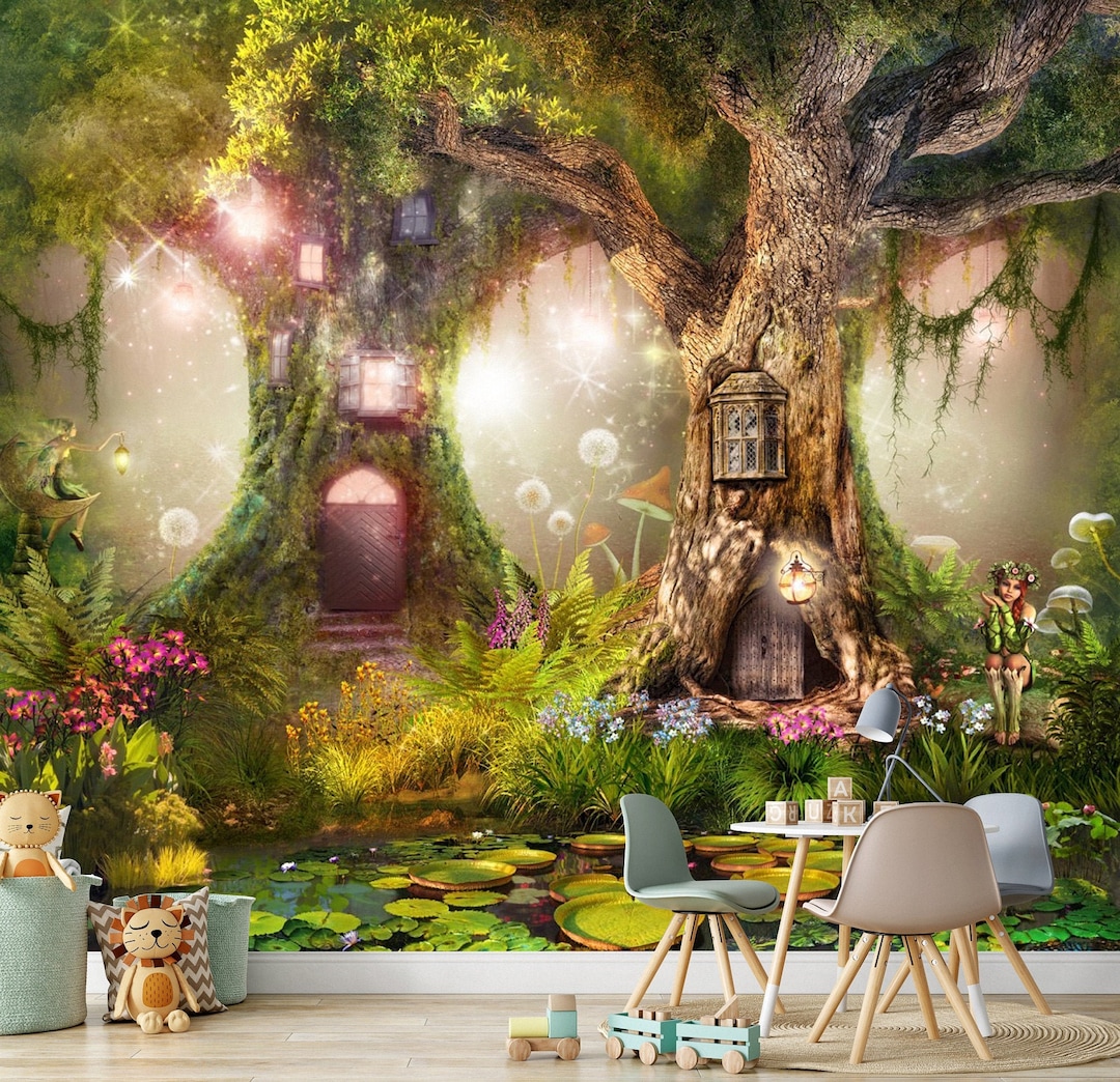 Fairy Nursery Wallpaper Kids Cartoon Princess Girl Baby Boy Peel and