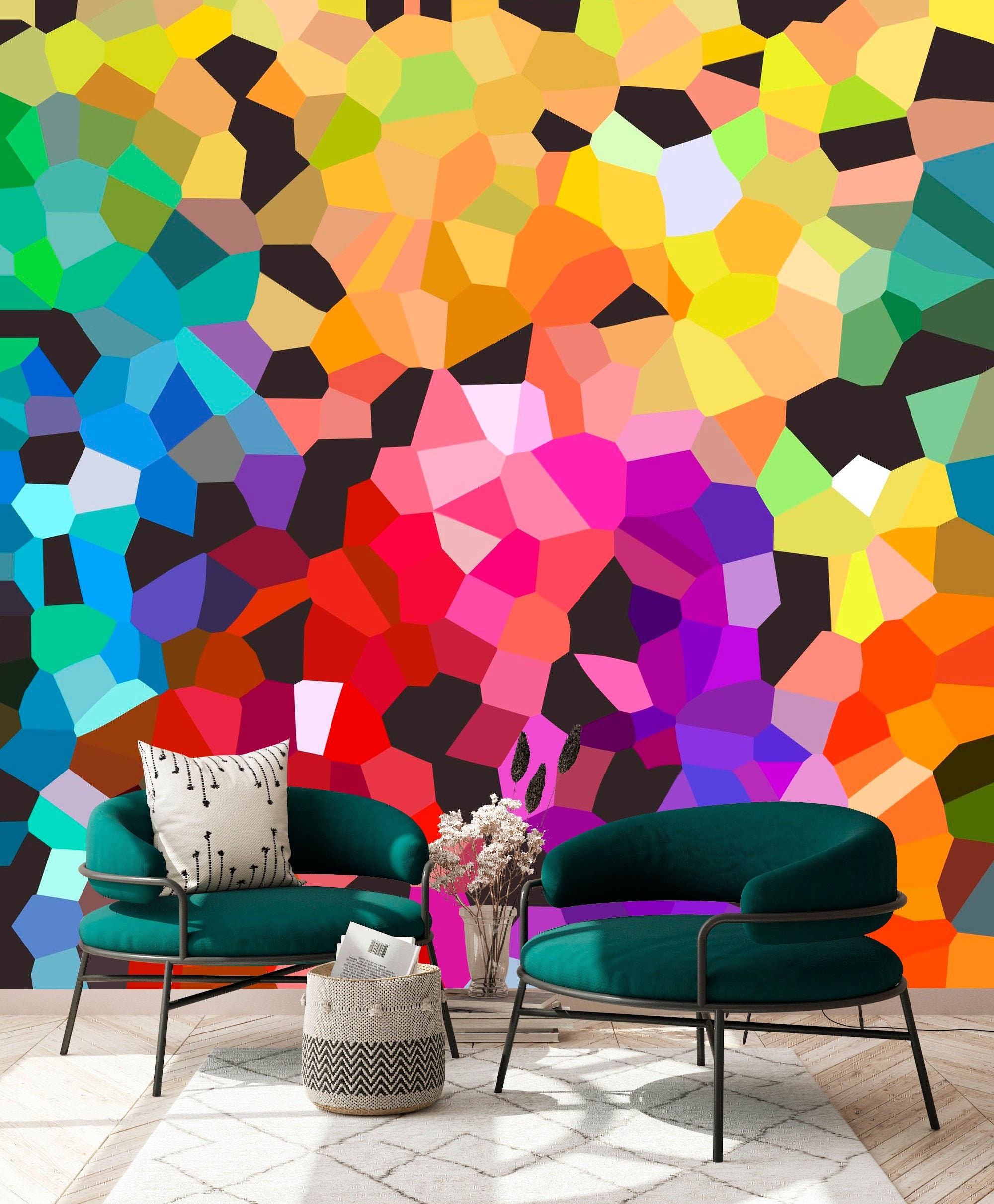 Abstract Peel and Stick Wallpaper Purple Colorful Cool Pink Etsy