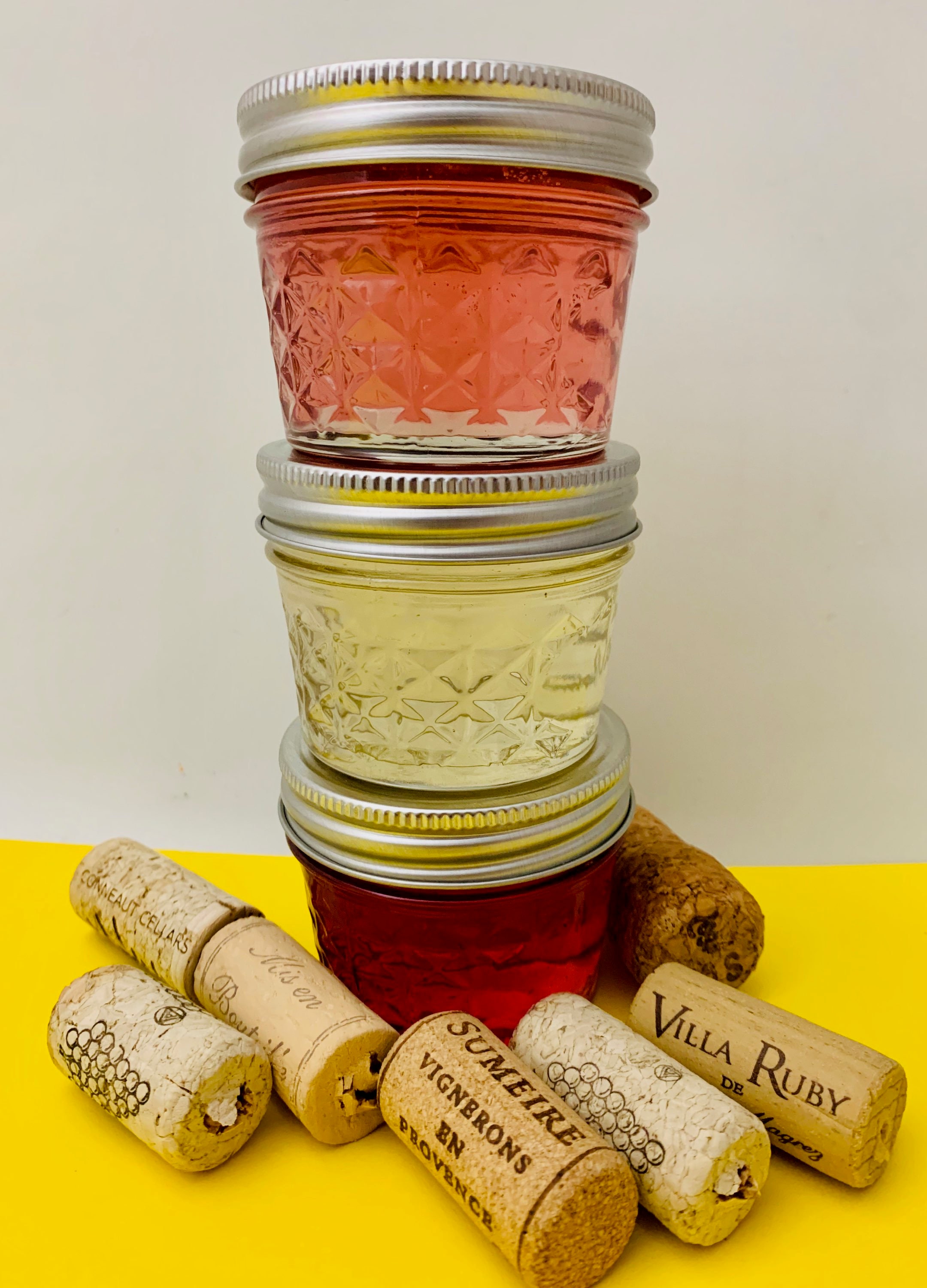 Wine Jelly 4oz 8oz Jars, Sangria Pink Moscato White Niagara White