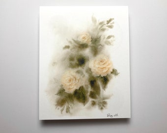 8x10 | Watercolor Print | Vintage Yellow Roses