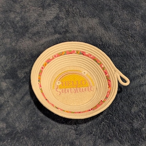 Handmade Rope Bowl with Embroidered Base