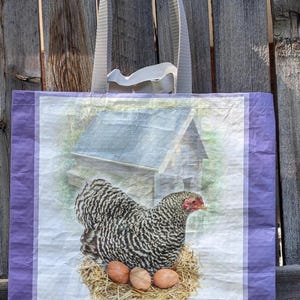 Eco-Chic Upcycled Chicken Feed Tote Bag