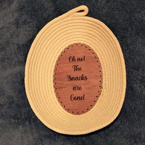 Handmade Rope Bowl with Wooden Base (Purple Heart Snack Quote)