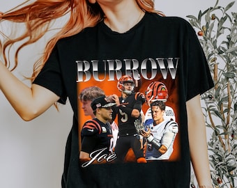 Joe Burrow Vintage-skjorta Gildan 5000 Unisex, Joe Burrow-presenter, fotbollsspelare, fotbollströja, Bengals-skjorta