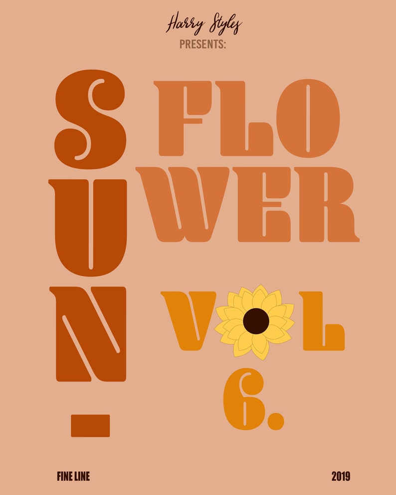Sunflower Vol 6 Harry Styles Typography Poster Wall Decor Instant