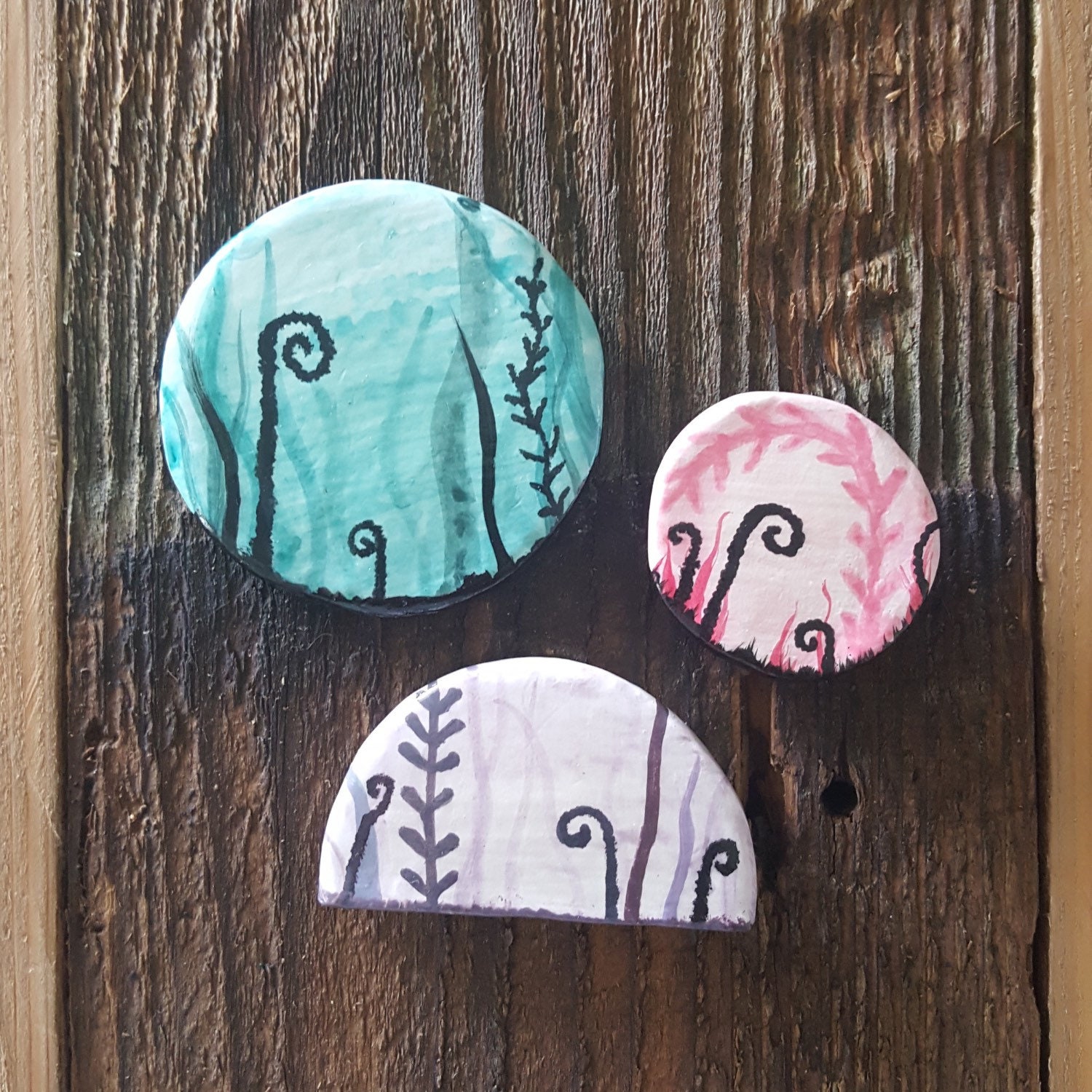 Floral Set Handmade Clay Sculpture Unique Eclectic Etsy