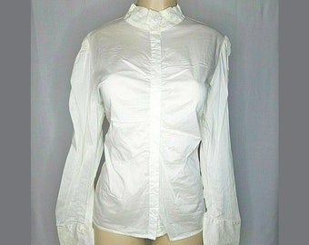 Ivory White Button Up Ruched Long Sleeve Blouse Vintage Joe Fresh Womens Top