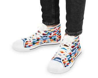 Hommes High Top Sneakers Block Pattern Sneakers Gamer Shoes Designer Sneakers Colorful Shoes