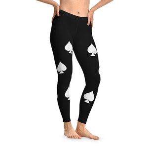 Black Stretchy Leggings Swinger Lifestyle Hot Wife Queen of Spades Black Leggings Sexy Wife