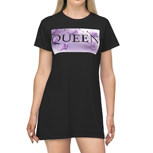 Queen T-shirt Dress Womens Shirt Dress Black T shirt Dress Sleep Shirt For Women Long Shirt