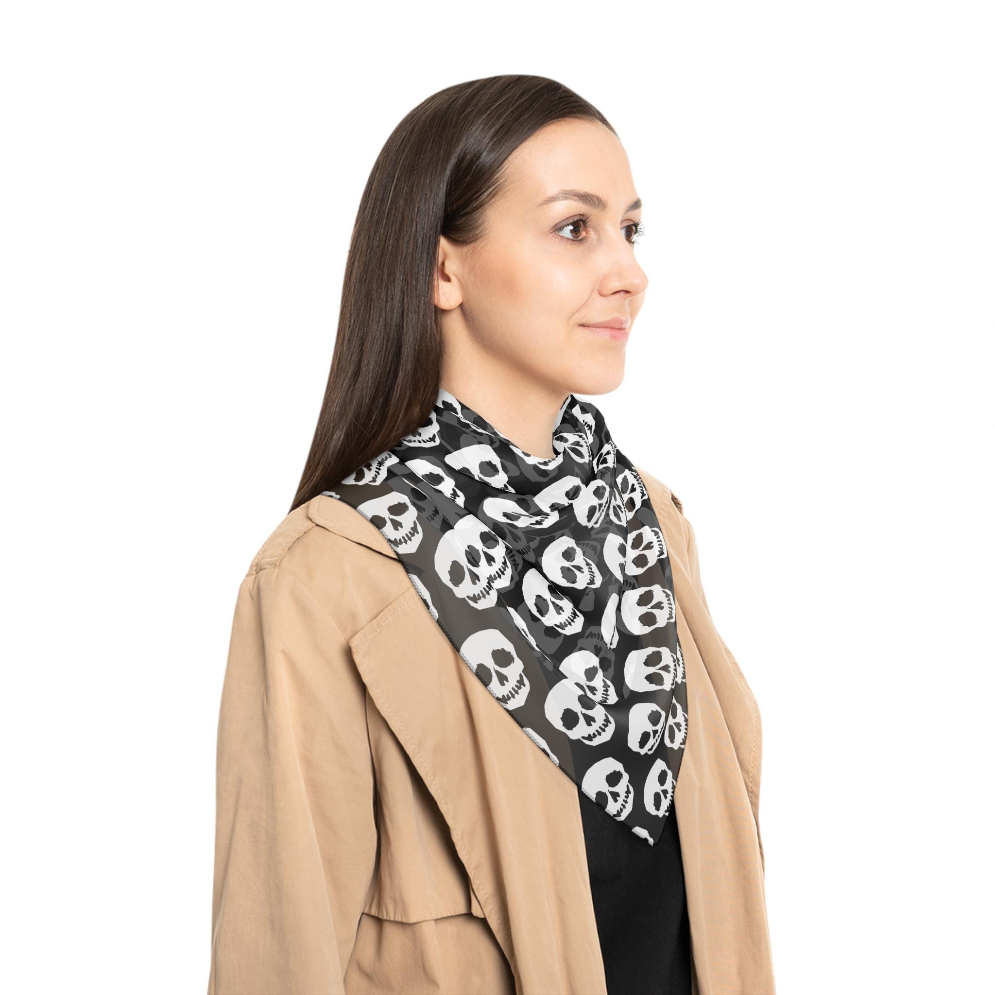Black & White Skull Scarf Stylish Lightweight Gothic Scarf Fancy