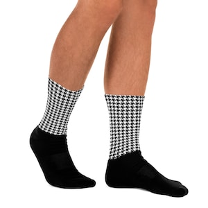 Houndstooth Socks Black and White Socks Cute Socks Fancy Socks Print Socks