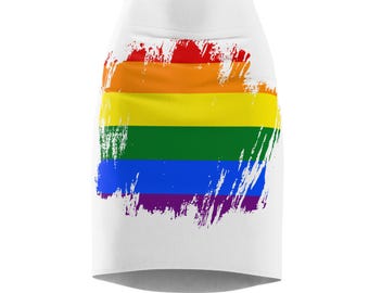 Minifalda con la bandera arcoíris / Falda con la bandera LGBTQ / Ropa LGBTQ / Falda arcoíris / Falda ajustada del orgullo gay / Ropa Love is Love / Falda blanca