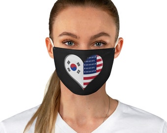 South Korea Flag | America Flag | South Korean American | Fabric Face Mask | Social Distancing | Black Nose and Mouth Covering