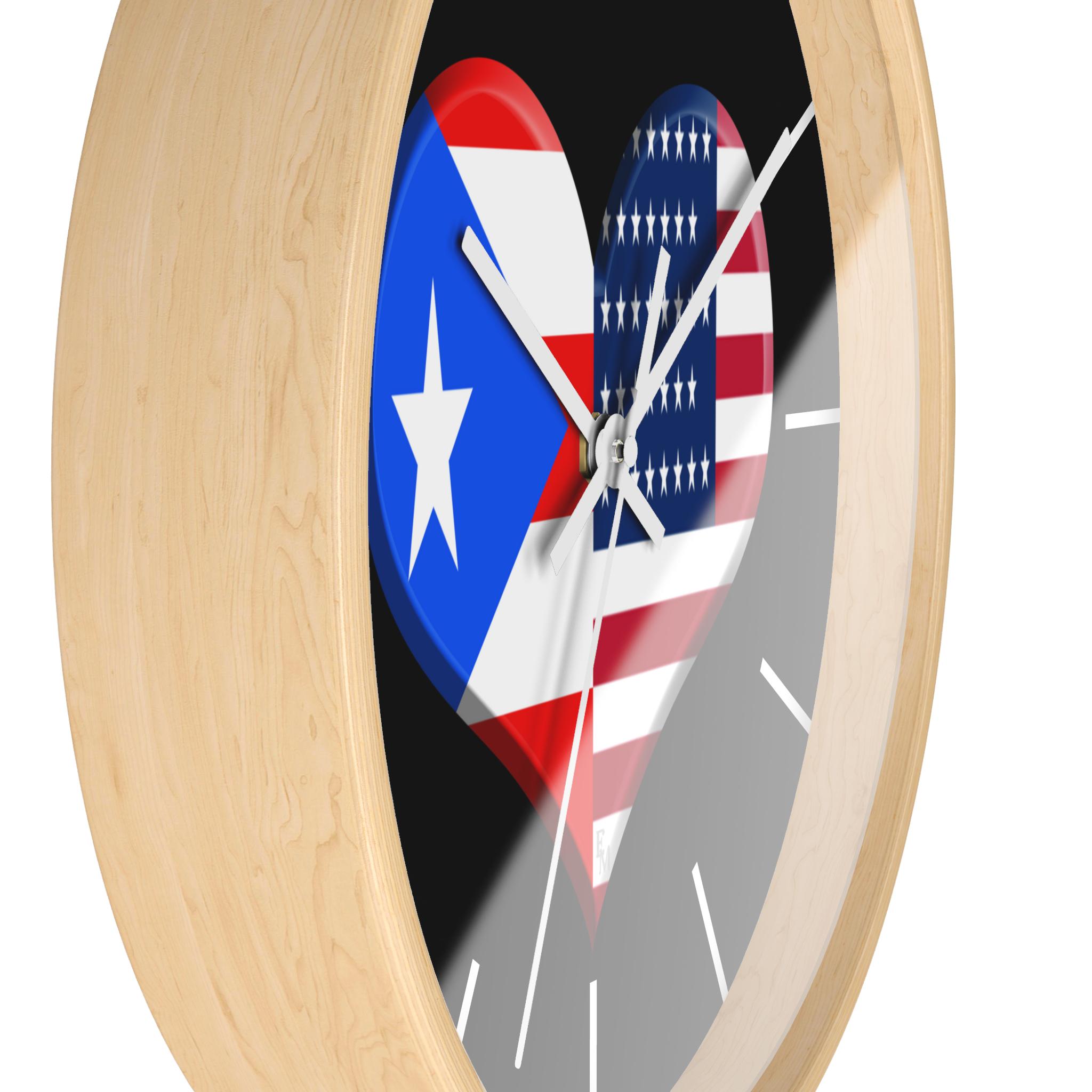 Puerto Rican American Heart Wall Clock American Pride Puerto Rican ...