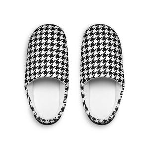 Mens Houndstooth Slippers Black and White Indoor Slippers Stylish Footwear Designer Slippers Mens Slippers