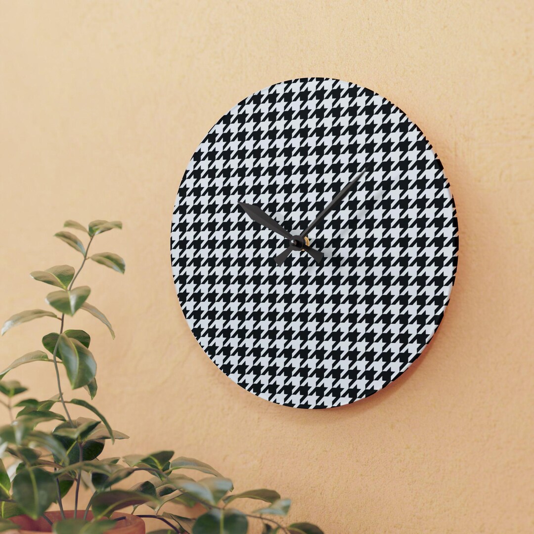 Houndstooth Wall Clock Black and White Pattern Design Clock Designer ...