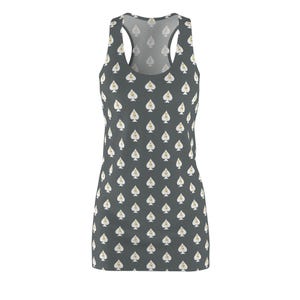 QOS Gray Racerback Dress Women&#39;s Queen of Spades Dress Sporty Party Dress Swinger Lifestyle Sexy Wife Plays Well With Others BBC Lover