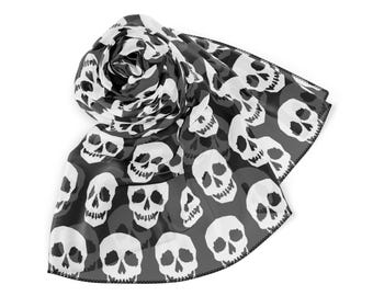 Skull Scarf – Gothic Punk Fashion Accessory. Grey. Lightweight - Etsy