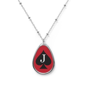 Jack of Spades Oval Necklace Spade Pendant Sexy Chain IYKYK YOLO Swinger Lifestyle Plays Well With Others Cards Player Red Spades Lover