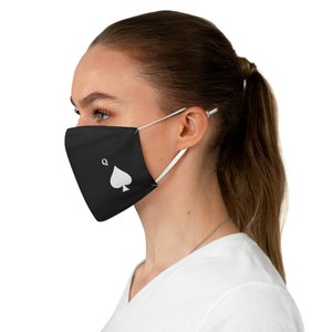 Queen of Spade Face Mask, Funny Adult Face Mask, Sarcastic Face Mask, Fabric Face Mask Black Mask