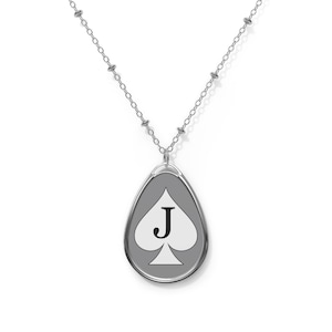 Jack of Spades Oval Necklace Spade Pendant Sexy Chain IYKYK YOLO Swinger Lifestyle Plays Well With Others Cards Player Gray Spades Lover