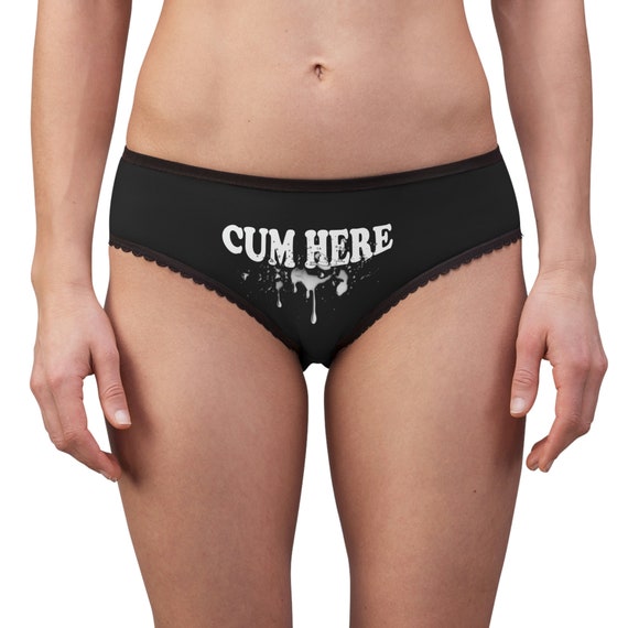 Women's Black Briefs Cum Here Panty Swinger Panty Sexy Wife Underwear Cum  Slut Panty -  Israel