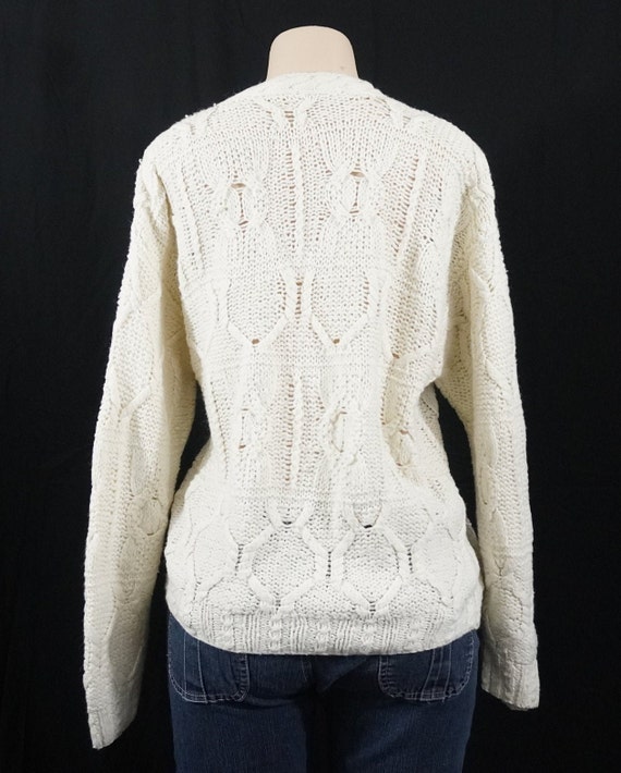 VINTAGE 1970's Granny's Handmade Ivory Cable Knit… - image 5