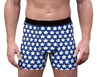 Men's Blue Boxer Briefs White Stars Underwear Star Lover Unique Boxers Constellation Independence Day Stars