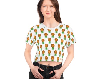 Upside Down Pineapple Crop Tee Femmes Top Chemise blanche Style échangiste Si vous savez que vous savez