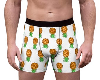 Herren Upside Down Ananas Boxer Briefs Weiß Mehrfarbig Unterwäsche Swinger-Lebensstil spielt gut mit anderen