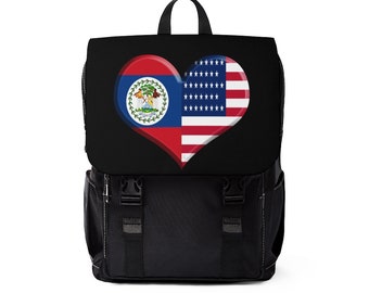 Shoulder Backpack Laptop Sleeve Belize American Flag Heart Belizean Pride Bag Black Backpack