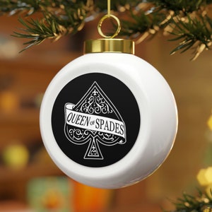 Ornement boule de Noël reine de pique Décoration de vacances BBC Lover Card Player Gift Partager c'est s'occuper d'une femme chaude, plan à trois