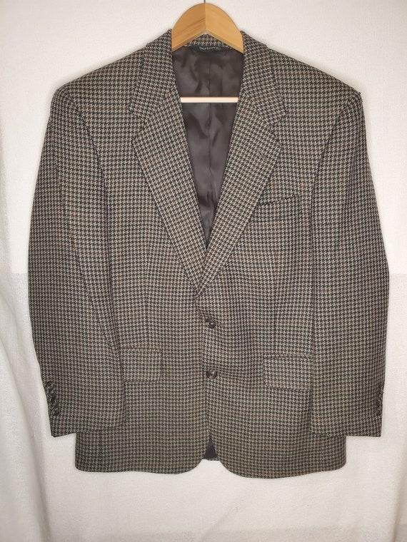 Mens Sports Blazer Houndstooth Jacket Plaid Blaze… - image 1