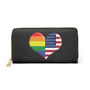 レインボーアメリカ国旗ハートジッパーウォレットアメリカンプライドLGBTQゲイプライド