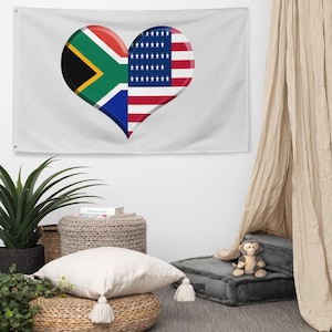 South African American Flag Heart African Pride American Pride South Africa Wall Art