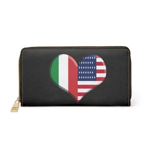 イタリアアメリカ国旗ハートジッパーウォレットアメリカンプライドイタリアプライド