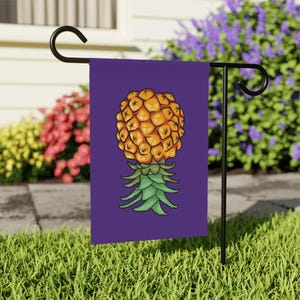Purple Inverted Pineapple Banner Garden & House Banner Upside Down Pineapple Flag Swinger Lifestyle Pineapple Lovers If You Know You Know
