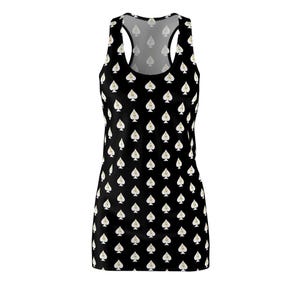 QOS Black Racerback Dress Women&#39;s Queen of Spades Dress Sporty Party Dress Swinger Lifestyle Sexy Wife Plays Well With Others BBC Lover