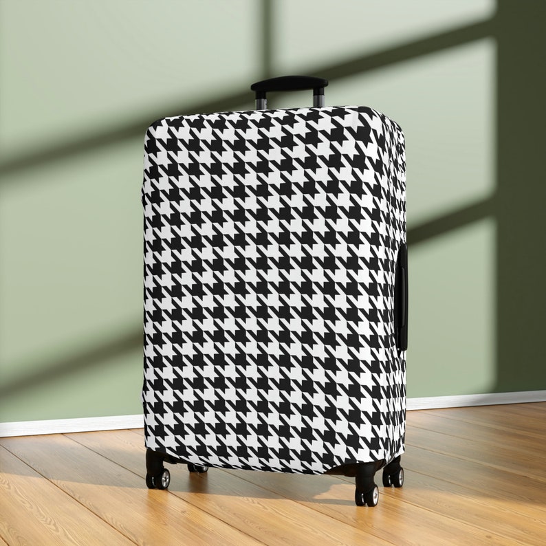 Houndstooth Luggage Cover Black and White Suitcase Cover Luggage Decor